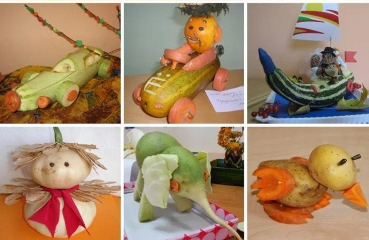Поделки из овощей и фруктов на тему "Осень" для выставки. Идеи для школы и детского сада 