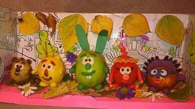 Поделки из овощей и фруктов на тему "Осень" для выставки. Идеи для школы и детского сада 