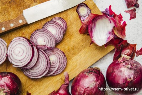 Красный лук — польза и вред, калорийность и применение в кулинарии 